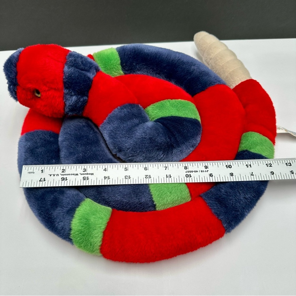 Toys R Us Animal Alley Coiled Rattle Snake 13” Blue Red Y2K Stuffed Animal - Picture 10 of 10